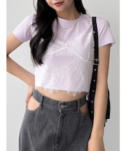 レースキャミレイヤードTシャツ