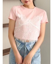 レースキャミレイヤードTシャツ