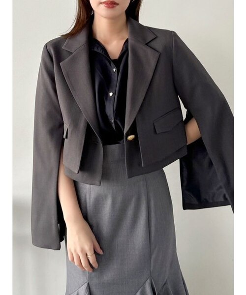 セットアップ対応】レイヤードライクショートジャケット｜ダズリンの