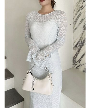 バックリボンレースワンピース