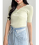 フロントツイストリボン5分袖ニットトップス