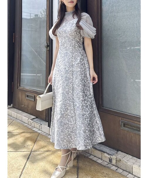 シアーベールジャガードワンピース