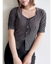 カーデタイトリボンカットトップス