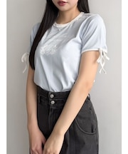 リボンスリーブロゴTシャツ