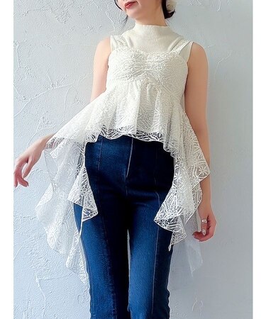 レースビッグフリルブラウス