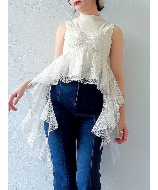 レースビッグフリルブラウス