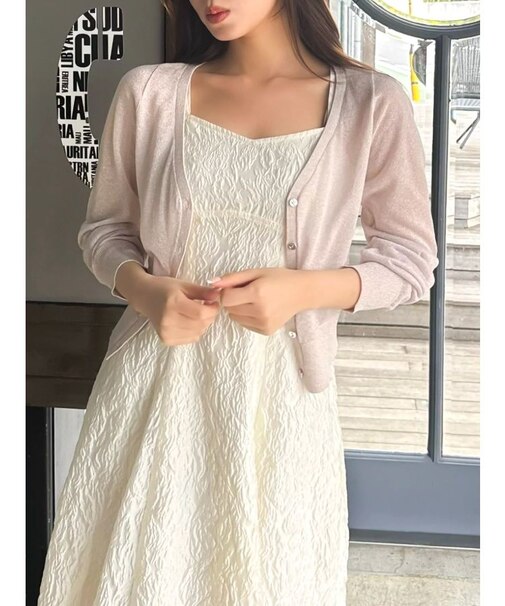 ラメシアーシンプルニットカーディガン