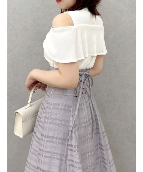 ツイストシアーチェックコルセットワンピース｜ダズリンの通販｜&mall