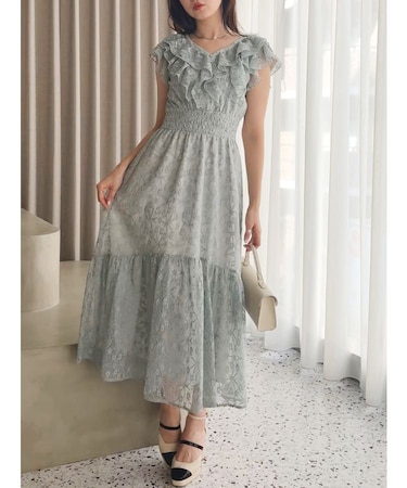 【WEB限定】バックリボンレースノースリワンピース