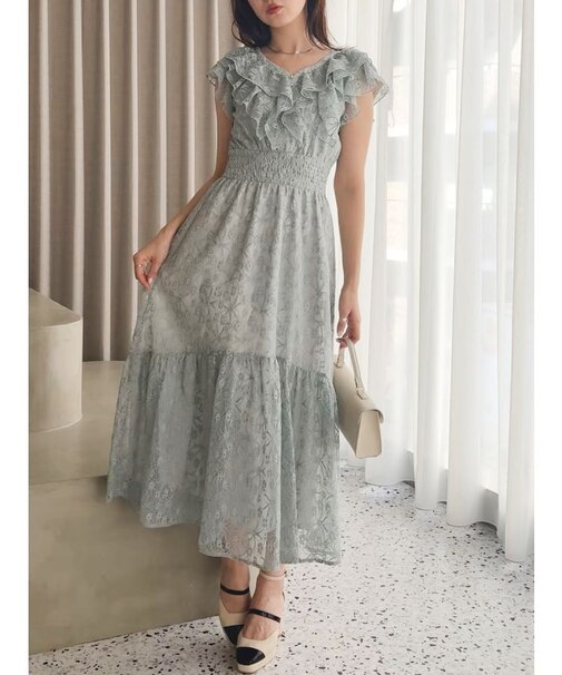 【WEB限定】バックリボンレースノースリワンピース