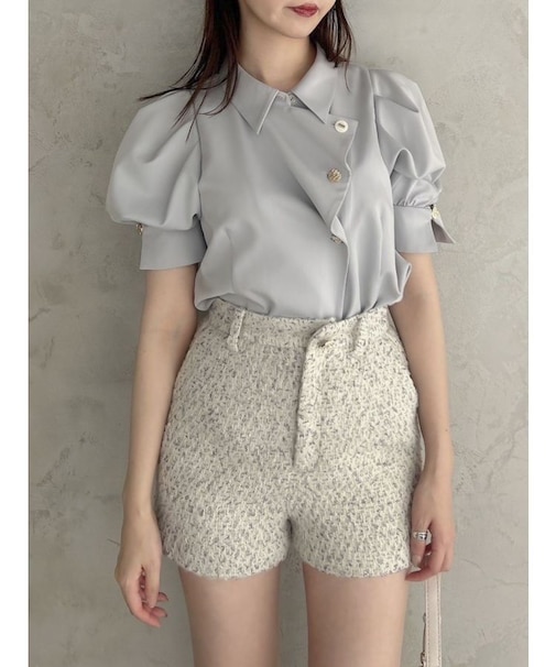 【再生産/新色登場】マルチボタンデザインブラウス