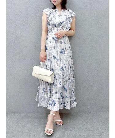 【新色登場】パイピングフラワープリーツワンピース