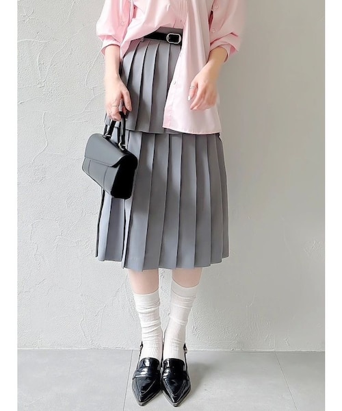 POLO BCSコラボ/再生産】レイヤードプリーツミディスカート｜ダズリン