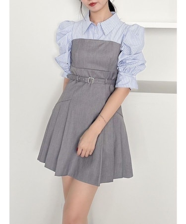 レイヤードシャツミニワンピース