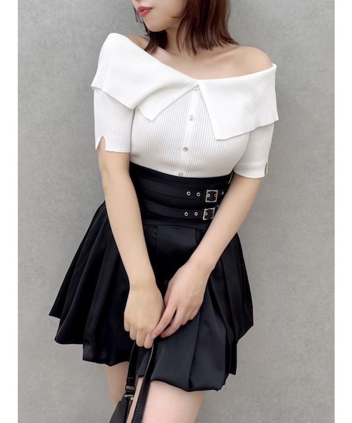 dazzlin 2WAYボタンオフショルニットトップス ダズリン dazzlin 2WAYボタンオフショルニットトップス （グレー