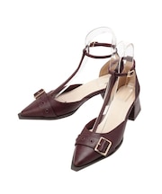 Tストラップベルトパンプス