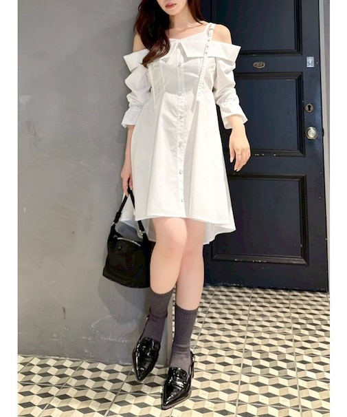 レイヤードイレヘムシャツワンピース