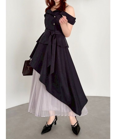 オフショルアシメトレンチワンピース