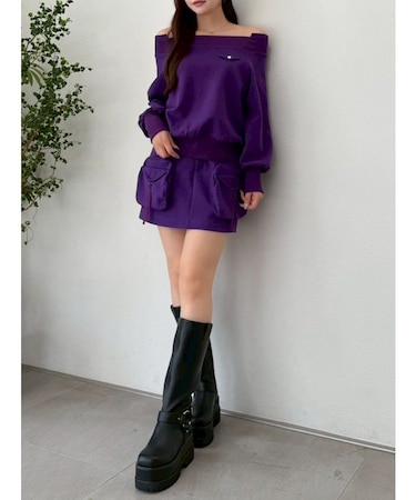 【セットアップ対応】スウェットポケットミニスカート