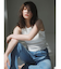 【吉田朱里】涼感加工ギャザーノースリリブトップス