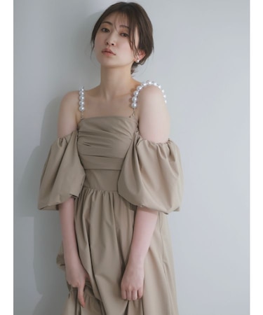 【吉田朱里】パール2wayボリュームワンピース