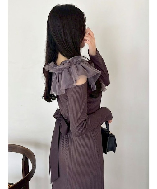 クロスフリルカットワンピース