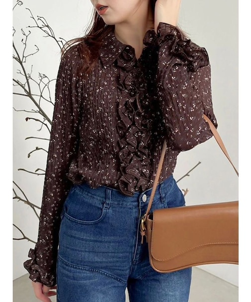 シュリンクフラワーショートシャツ