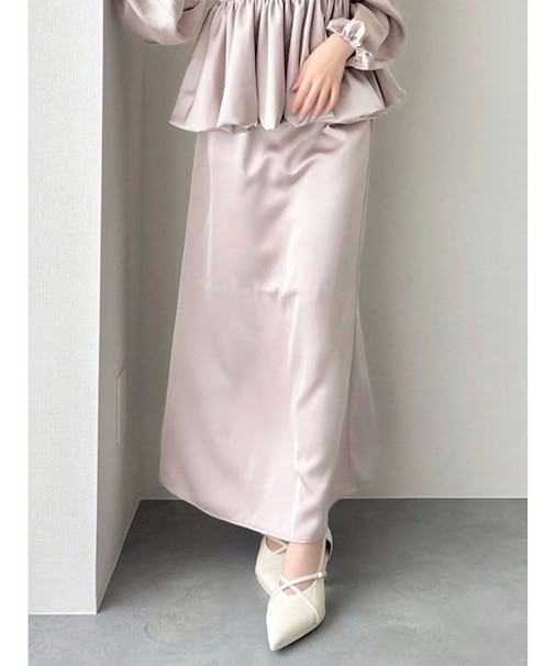 サテンナロースリットスカート