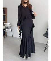 アシメフリルレースワンピース