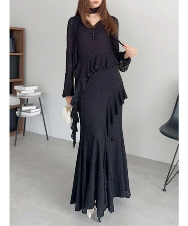 アシメフリルレースワンピース