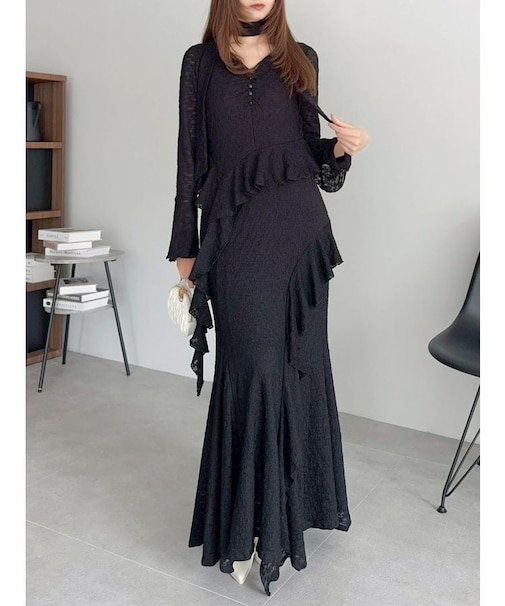 アシメフリルレースワンピース