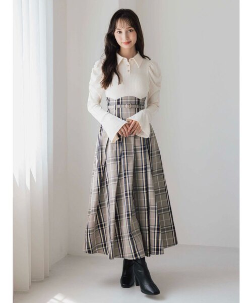 シャツカラーコルセットタックワンピース｜ダズリンの通販｜&mall