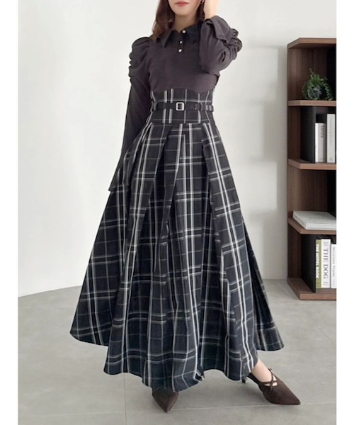 dazzlin シャツカラーコルセットタックワンピース チャコールグレー M シャツカラーコルセットタックワンピース｜ダズリンの通販｜&mall