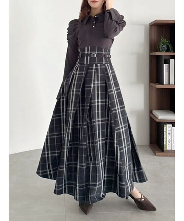 シャツカラーコルセットタックワンピース