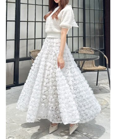 モチーフボリュームフレアスカート