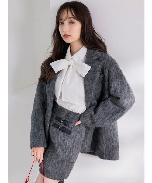 SHIPS any: カシミヤ ミックス スタンドカラー ミドル コート