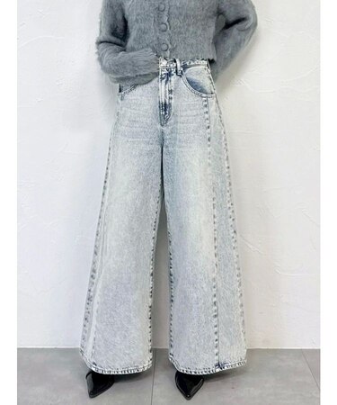 スイッチングワイドデニムパンツ