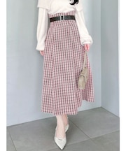 【WEB限定カラーあり】サイドタックベルトフレアスカート