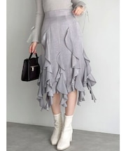 フリルスリットサテンスカート