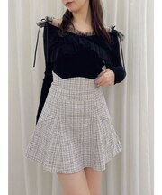 リボンチュールオフショルニットトップス
