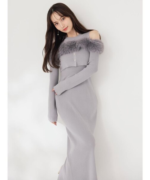 オフショルファードッキングニットワンピース