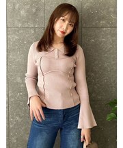 ラメビスチェラインニットトップス