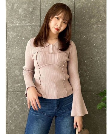 ラメビスチェラインニットトップス