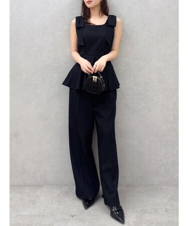 ショルダーリボンペプラムオールイン