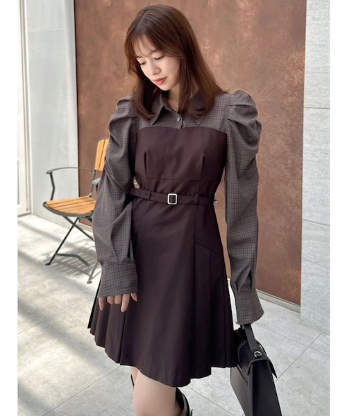 追加生産分】長袖レイヤードシャツミニワンピース｜ダズリンの通販