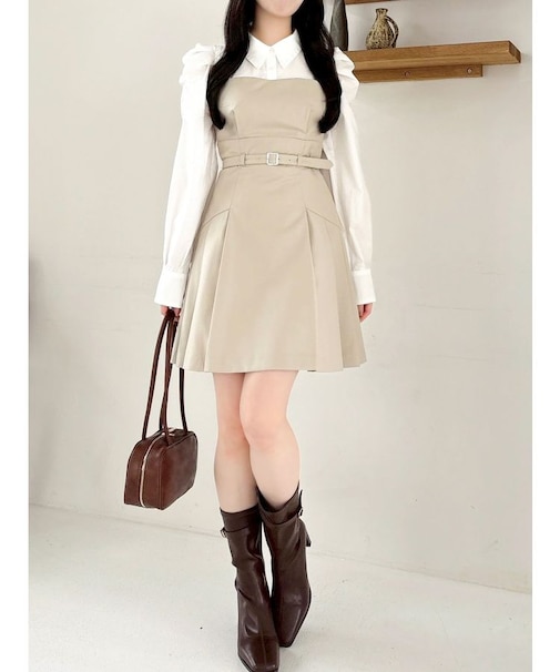 【追加生産分】長袖レイヤードシャツミニワンピース