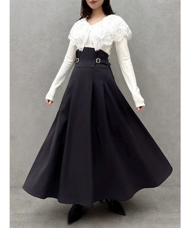 レースケープバックルワンピース