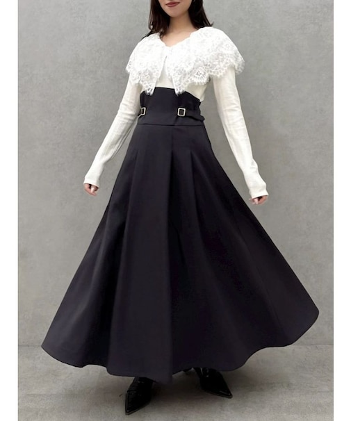 レースケープバックルワンピース