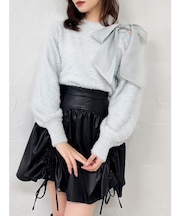 ワンショルミニシャギーニットトップス