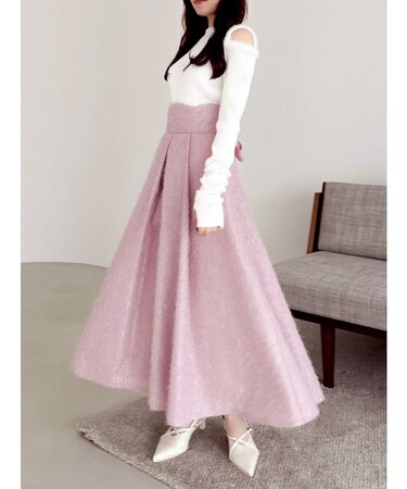 フサフサジャカードフレアスカート